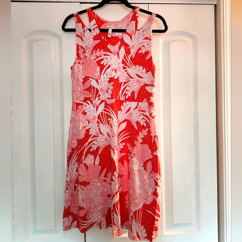 Soma jersey knit orange and white floral dress